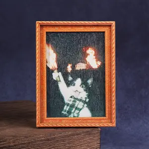 Mini Photo Frame Fridge Magnet with Playful Kitten Design - Adhesive Refrigerator Photo Holder for Home, Office & Fun Gifts Picture Frame