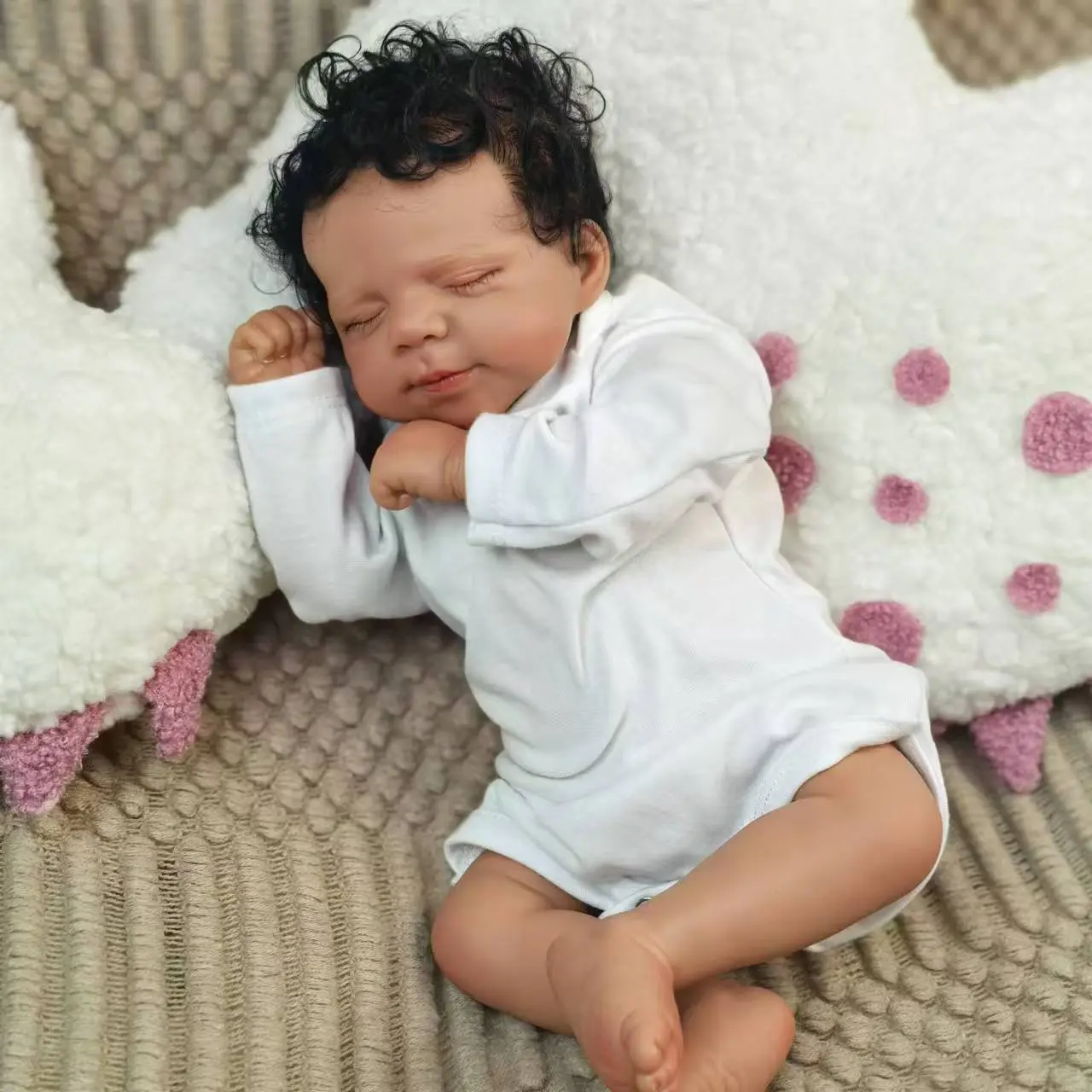 19-inch lifelike reborn doll with brown skin — soft vinyl, cloth body; realistic resurrected girl with accessory set; can hold and play—ideal for birthdays, Christmas gifts, and collectors—perfect gift toy