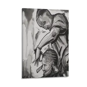 Barber Black And White Sketch Wall Art Vintage Barbershop Beauty Poster Decor Print