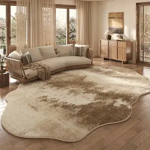 1 Piece French Retro Irregular Carpet Natural Wood Color Texture Living Room Decoration Plush Rug Fluffy Soft Bedside Carpet Home Thickened Bedroom Carpet Cream Style Sofa Coffee Table Non-slip Floor Mat Decorative Area Rug Modern Indoor Rug