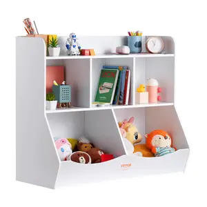 VEVOR Wood Kid Storage Cubby, TikTokShopBlackFriday, Toy Storage Organizer with Bookshelf, 5-Cubby Wood Toy Storage Cabinet, Children Book Toy Shelf for Kids Room, Playroom, Kindergarten, Nursery, White