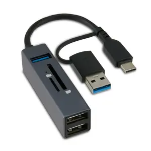 phone file transfer device Onn. 5-Ports USB 3.0 Hub with SD and microSD Card Reader