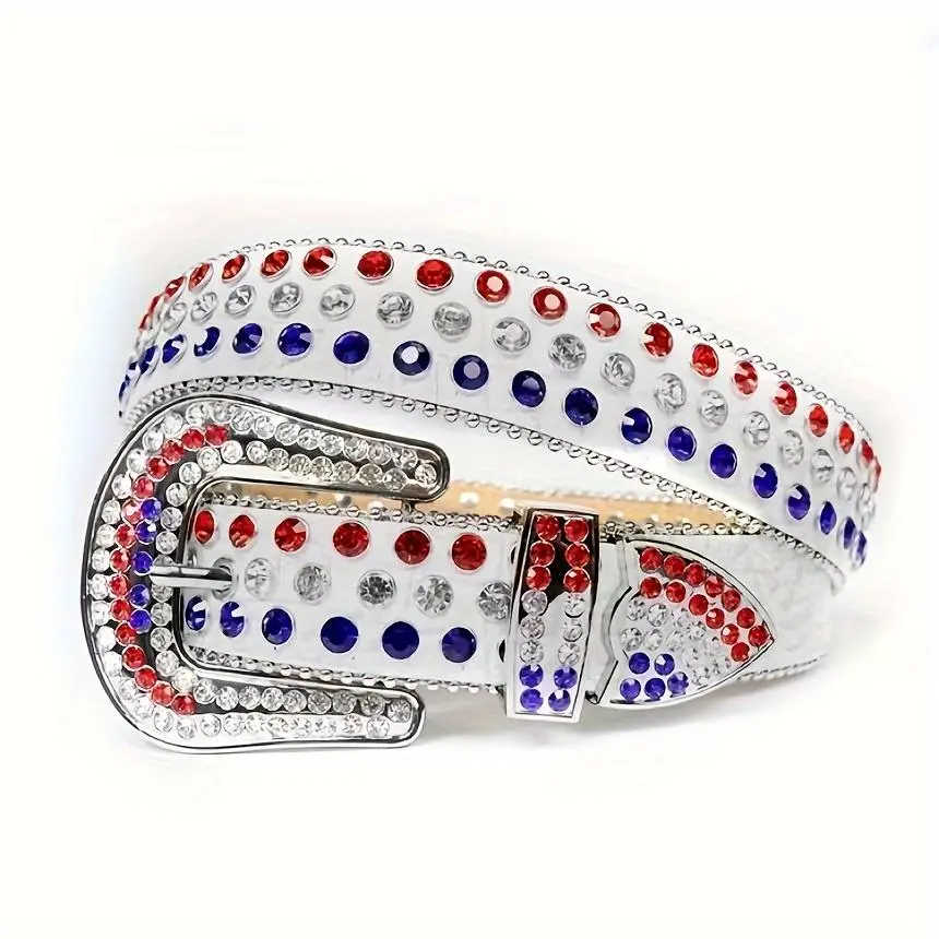 TIDINI Women Men Rhinestones Belt,Bling Western Cowgirl Cowboy Studded Leather Belt Diamond Waist Belt for Jeans Pants dealsforyoudays