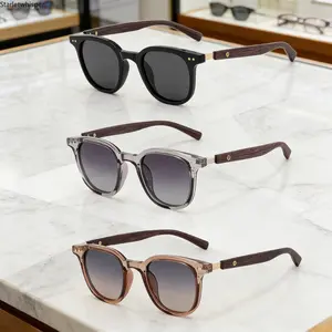 3-Pack Dark Brown Retro Wood-Leg Square Sunglasses for Women, UV400 Protection Stylish Shades, Face-Flattering for Round Faces, Perfect for Daily Wear & Outdoor Casual Activities