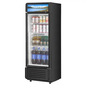 VEVOR Commercial Merchandiser Refrigerator, 12.2 CU. FT Glass Door Display Refrigerator, Beverage Refrigerator Cooler Merchandiser with Adjustable Shelves, Soft LED Light, Customizable Lightbox, Black