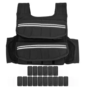 Garvee 35 LB Adjustable Weighted Vest for Men Women, Strength Training Weight Vests with Reflective Stripe, Pocket & Shoulder Pads, Workout Equipment for Home Gym, Black