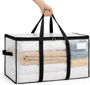 Comforter Storage Bags with Zipper and Handles (90L) - Extra Large Moving Bags 27" Heavy Duty, Waterproof Storage Bags for Moving, Foldable Storage Totes for Bedding, Blankets, Closet & College Dorm