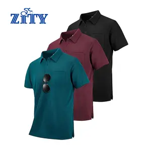 ZITY Men's 3 Pack Polo Shirts Short Sleeve with Pocket Moisture Wicking Casual Work Golf Lightweight Collared T-Shirts