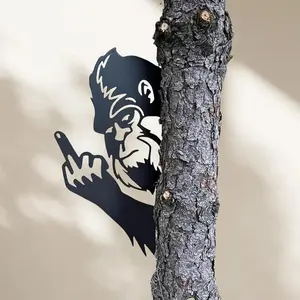 Flip Sasquatch, Funny Peeping Bigfoot Outdoor Metal Art Middle Finger Sasquatch Peeking Statues Tree Stake Garden Fence Farmhouse Yard Home Decor