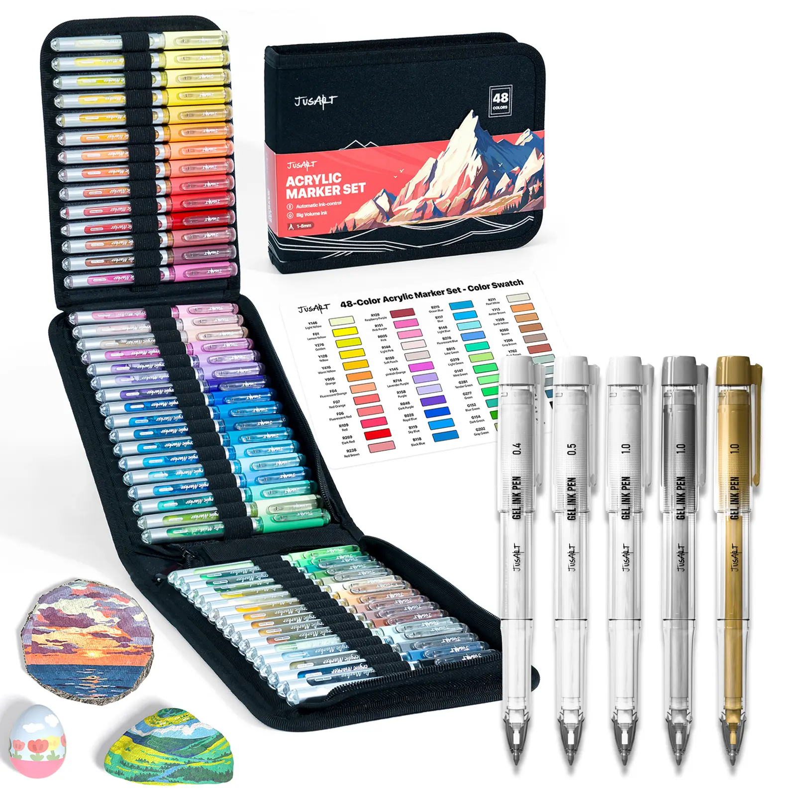 48 Colors & Highlighter Pen