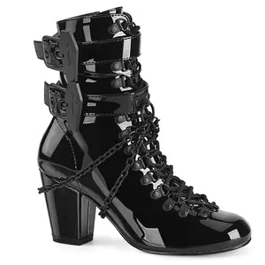 Demonia Vivika-128 Black Patent Ankle Boots