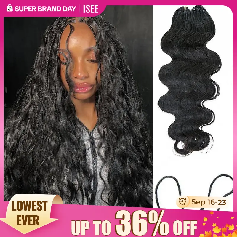 【Limited Deal】ISEE HAIR Human Hair Body Wave Crochet Braids Extensions Knotless Pre-Separated Miracle Knots Crochet Hair Lightweight Soft Natural Look Protective Style Boho Braids Vacation Hair Summer Hair 50g/Pack#SoHoChic #TikTokShopBackToSchool