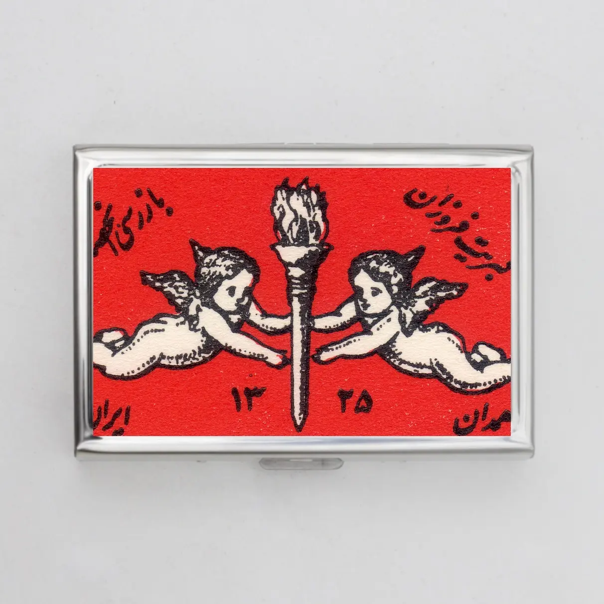 Angel Matchbox Dual Side Wallet or Card Holder Slim Metal Wallet Push Button Organizer Gift