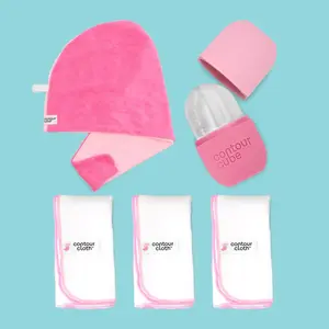 Contour Cube Starter Pack | Ice Facial Tool, Cloths and Head Towel | Sculpt, Depuff and Glow