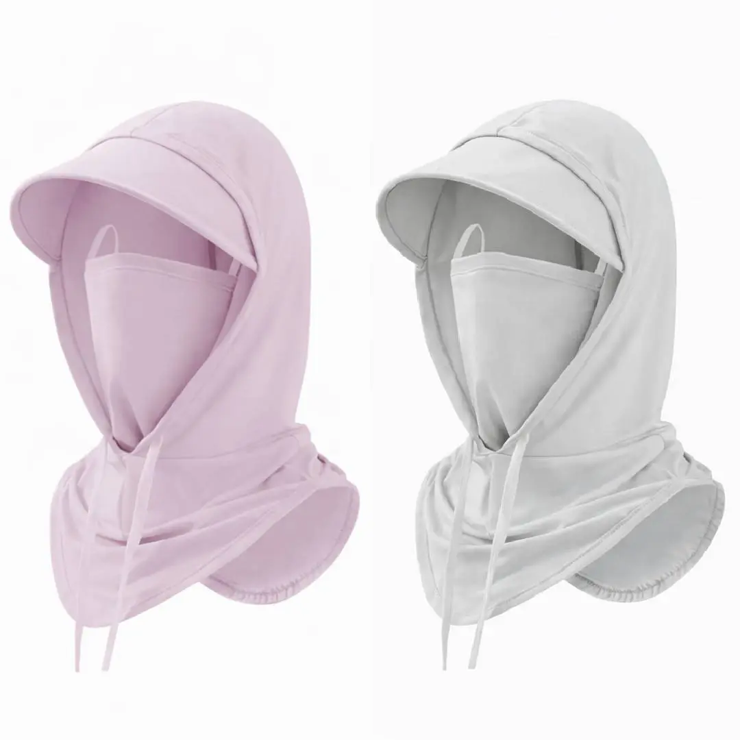 2 PACK ice silk balaclava hats, integrated ice silk sunscreen face mask, sun shading, breathable, UV resistant fully enclosed adjustable hat