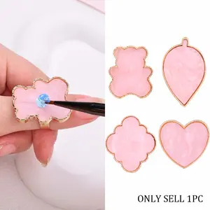 Resin Nail Color Display Board, Faux Agate Design Gold Edge Polish Palette Tool, Lightweight Portable Manicure Mixing Palette for Women and Girls