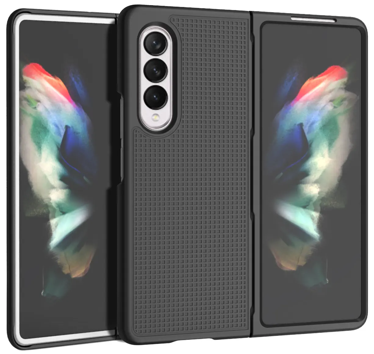 Case for Galaxy Z Fold 3 5G, Nakedcellphone Slim Hard Shell Protector Cover [Anti-Fingerprint, Grid Texture] for Samsung Z Fold3 Phone (SM-F926) 2021