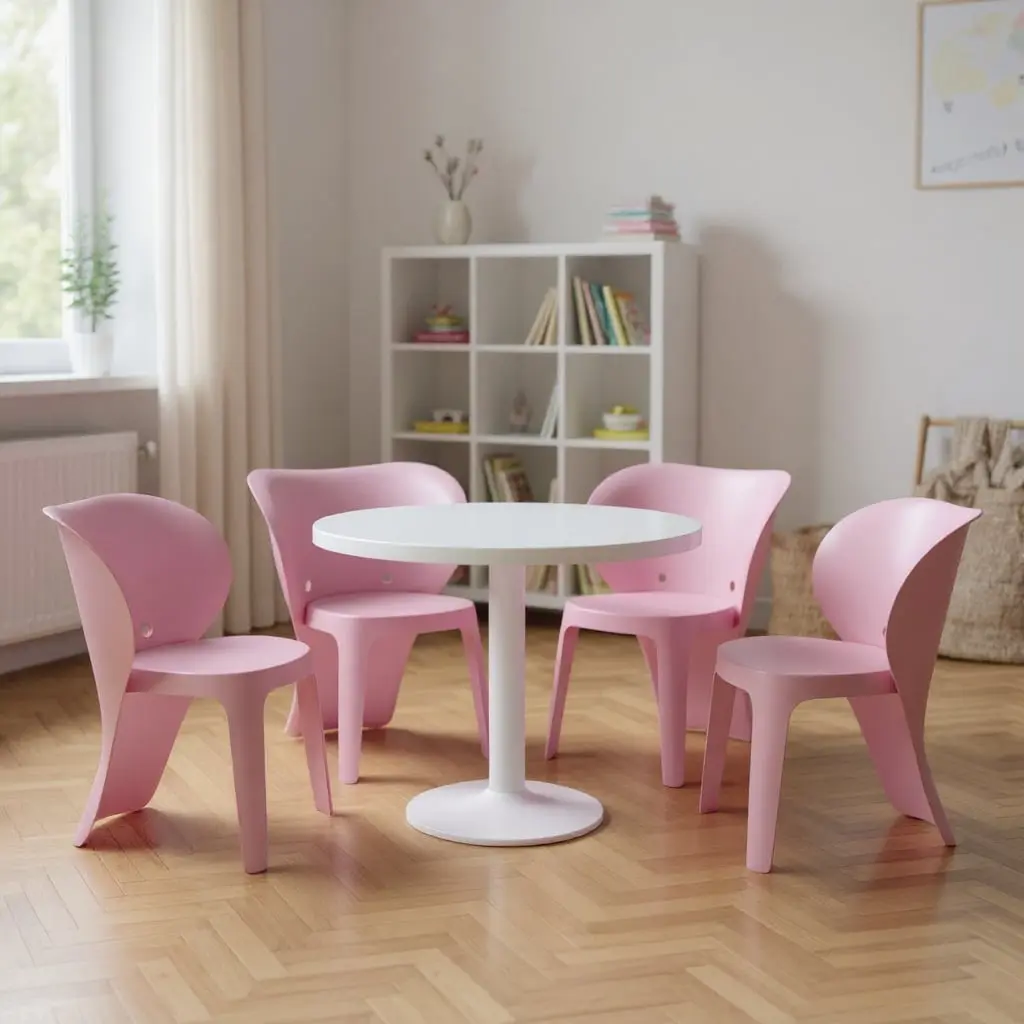 HomeRoots 554659 Modern Heavy-Duty Durable Plastic Juvenile Stacking Chairs - Set of 4, Lightweight, 21.9"h x 15.7"w x 18.9"d, Easy to Use, Ideal for Homework & Encourages Creativity in Child's Room