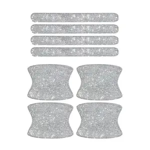 Artificial Rhinestone Car Door Handle Anti-collision Sticker, Car Door Handle Decorative Stickers, Car Exterior Accessories, Car Vehicle Decoration for Women & Girls, Multipurpose Car Decal