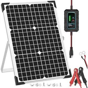 30W Solar  Charger: 12V  Solar Panel Kit -  Trickle Charger for   with Controller -  Tender  Boat Marine RV Trailer Tractor