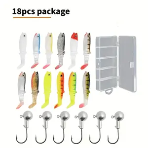 Takami 18pcs Soft Lure Fishing Bait, Hard Lure Roadside Lure, Rubber Fake Bait, Realistic Bait for Bass and Crappie