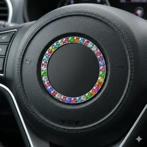 Self-Adhesive Crystal Diamond Car Ignition Button Sticker Upgrade Kit DIY Interior Trim Accessory Car Interior Decor Universal Fit for Multiple Models Easy Installation