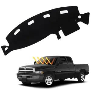 Canvcle Custom Fit Dashboard Cover for Dodge Ram 1500 2500 3500 1998-2001 UV Protection Anti-Glare Non-Slip Flannel Mat with Silicone Dots for Secure Fit