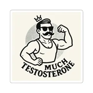Muscle Men Kiss-Cut Stickers | Much Testosterone Decals, Fitness Stickers, Man Cave Decor, Funny Gift for Him, Strongman Stickers