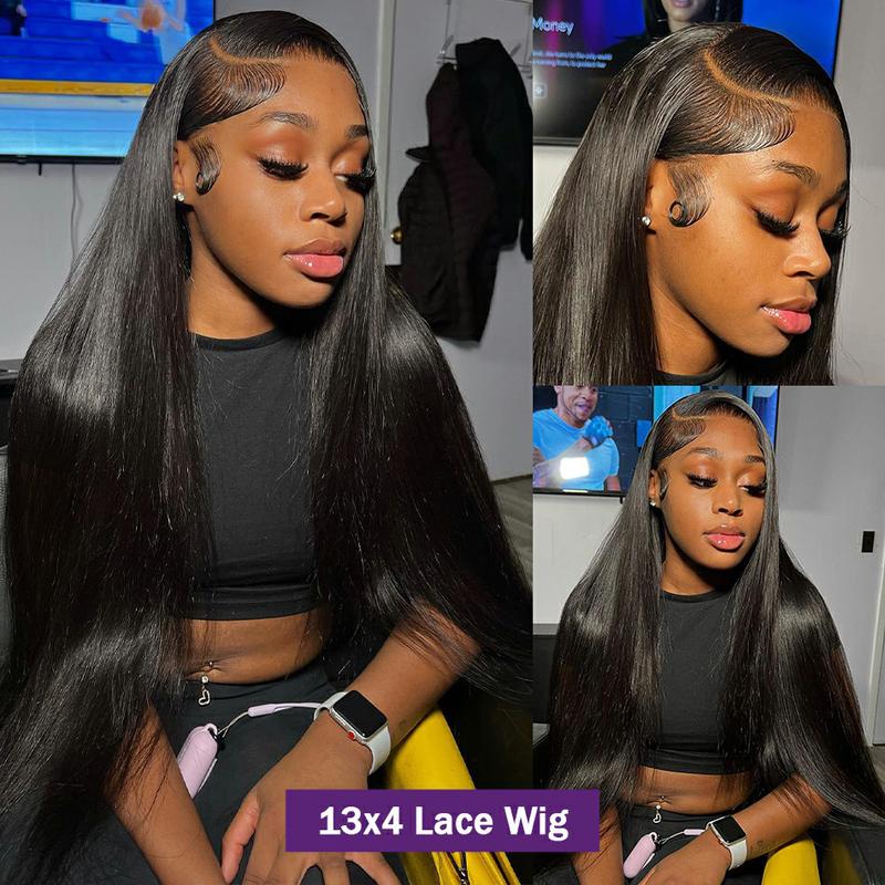 30 38Inch 13x4 Body Wave Lace Front Human Hair Wigs For Women Brazilian 100% Human Hair 13x6 HD Transparent Lace Frontal Wig PrePlucked Hairline Natural Black