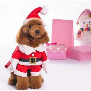 Pet Christmas Costumes Dog Suit with Cap Santa Claus Suit Dog Hoodies Cat Xmas Costumes (Red) winter dog clothes dog  clothes Outfit Set