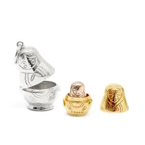 Matryoshka Doll Charm Russia Silver