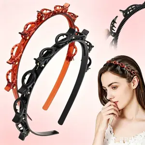 Bangs Hairpin Headband With 8 Clips, Toothed Weave Braid Tool, Comfortable Styling Accessory For Sports And Daily Wear