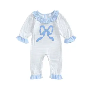 Newborn Baby Girl Fall Clothes Long Sleeve Round Neck Ruffle Romper Jumpsuit Infant Pajamas One Piece Going Home Outfits Casual Sleepwear