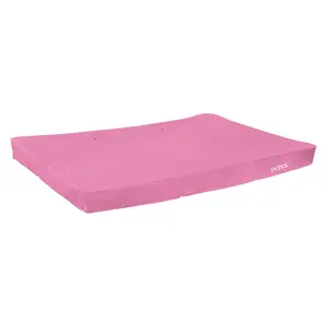 INTEX 8.5ft x 5.3ft Rectangular Outdoor Backyard Swimming Pool Cover, Pink