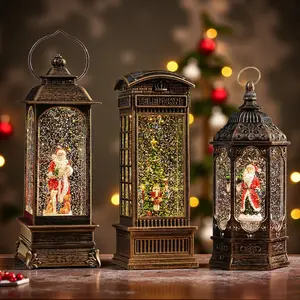 EBAN Christmas Ornaments Christmas Eve Atmosphere Decoration Snowflake Music Box Crystal Ball Christmas Night Light Children's Gift USB/Battery Dual-Use Cabinet Ornaments