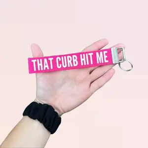 That Curb Hit Me Keychain Wristlet, cute car decor, wristlet keychains, pink keychain, pink accessories