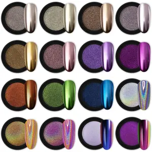 6Jars Chrome Nail Powder Magic White Pearl Kit Mirror Effect Silver Metallic Holographic Dip Nail Powder For Resin Craft & Nail Art Fimo, Decoration Iridescent Aurora Mermaid Pigment