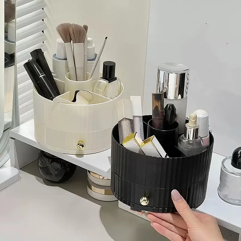 1pc Makeup Organizer Box, Desktop Vanity Storage Rack, Bathroom Lipstick Skincare Holder, Drawer Style Cosmetic Container
