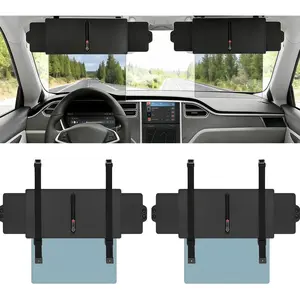 2Pcs Sun Visor Extender for Car,Upgraded Polarized,UV400 PC Lens Visor Extender Attachment for Car Visor with Zipper Slider,Car Visor Extender Sun Blocker Anti-Glare 2 Side Sunshade for Safe Driving