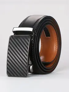 Men's Genuine Leather Belt, Casual Business Belt, Automatic Buckle Design, Matte Finish, Business Fashion Belt, Perfect for Jeans & Dress Pants, Ideal Gift for Businessmen