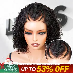 LWIGS Ready To Go Pre Braided 12 Inches 180% Density Skin-Melted HD Lace 5x5 Closure Wigs Pre-Bleached Single Knots Human Hair