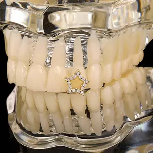 Hollow five-pointed star single tooth crown jewelry shiny five-pointed star full of zircon three-dimensional accessories party jewelry