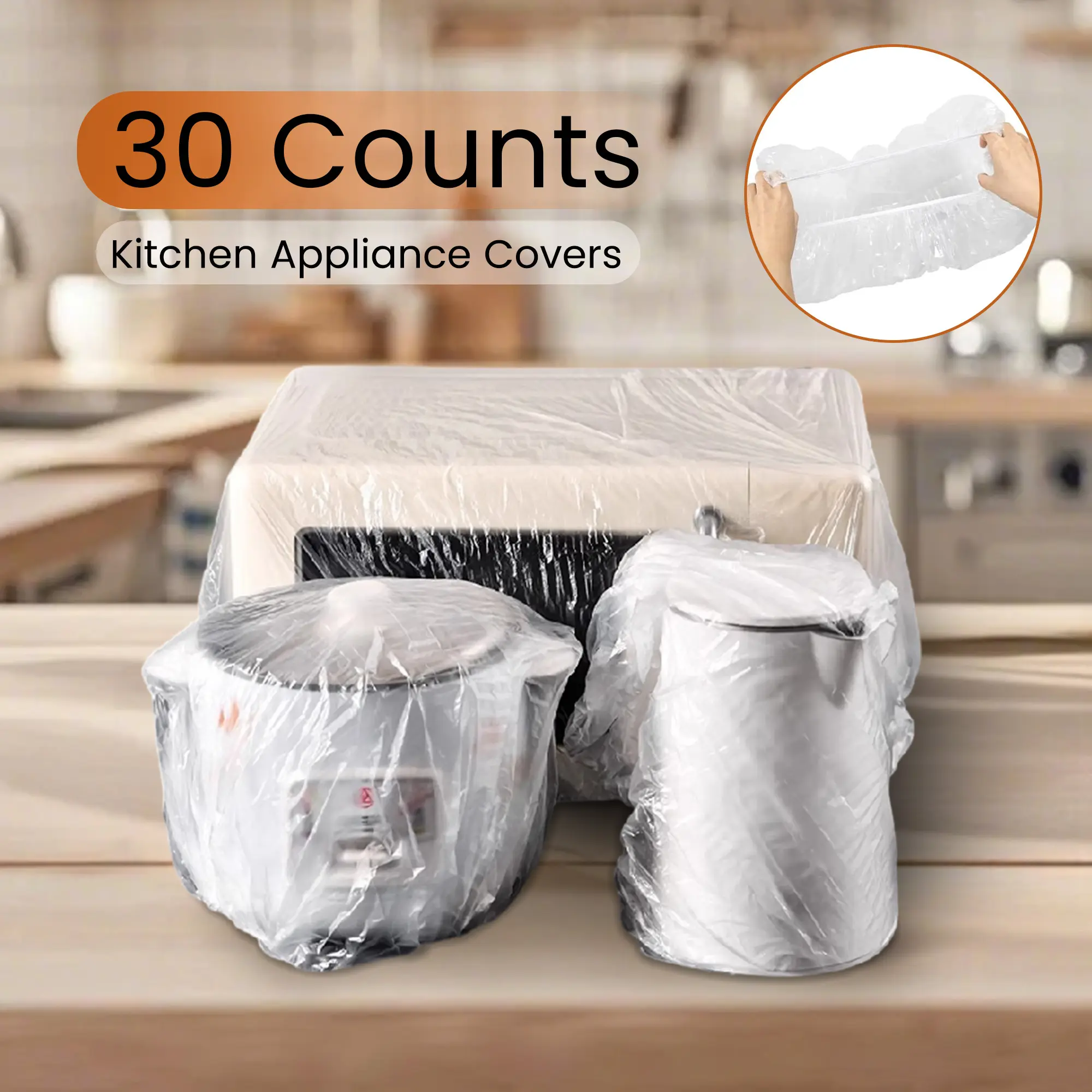 30 Counts Clear Small Appliance Covers, Appliance Dust Cover for Kitchen Counter, Kitchen Appliance Covers for Toaster Oven, Blender, Meat Slicer, Air Fryer, Food Processor, Yogurt Maker Home Disposable Transparent