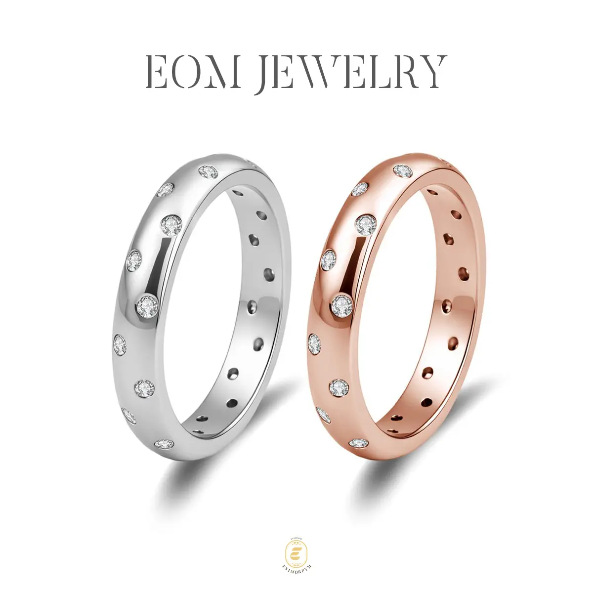 Moissanite Starry Sky Eternity Ring Silver-Plated Jewelry Wedding Engagement Anniversary Valentine's Day Birthday Gift Daily Wear