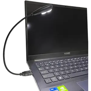 LED USB Reading Lamp Light with 2-Brightness Dimmable Setting, Flexible Gooseneck USB Light for Notebook Laptop Keyboard, Powerbank(On/Off Switch, 1 Black+1 Mini USB Light)