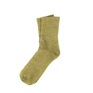 Solid Olive Green Ribbed Casual Crew Socks
