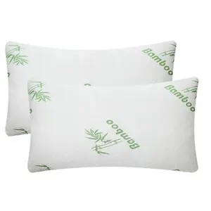 2Pcs Bamboo Memory Foam Pillow - Hypoallergenic Bed Pillow for Sleeping