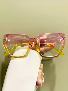 Square Eyeglasses, Trendy Patchwork Fashion Glasses for Men and Women, Daily Wear Eyeglasses, Stylish Square Frames, Square Frame Eyewear