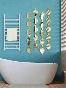 5PCS Teardrop Mirror Wall Decor Acrylic Gold Frame Tear Drop Decorative Mirror Wall Art Boho Vintage Farmhouse Gifts Decor For Apartment Living Room Bathroom Bedroom Stickers Sticker Room Decor Wall Mirror Mirror For Room Home Decor Bathroom Decor