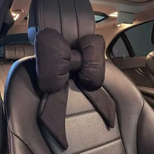 Car headrest, lumbar support, neck pillow, cushion for car seats, headrest and lumbar support with ribbon, cotton and linen bowknot